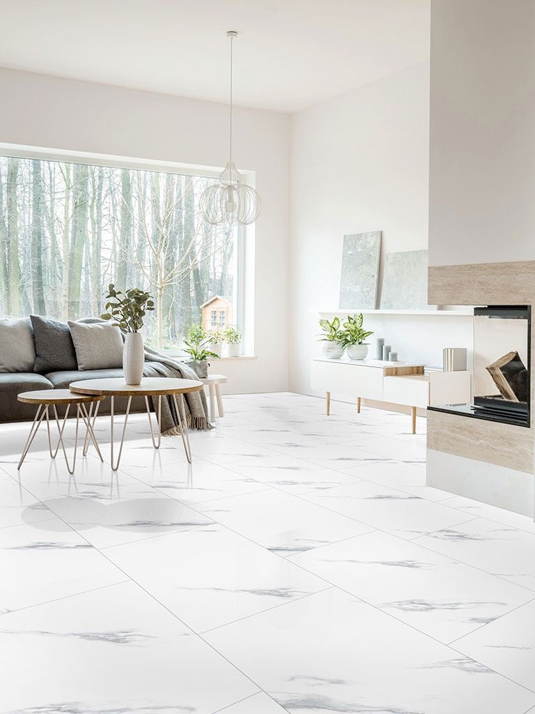 Klick-Vinylboden Hochglanz Alsberg Marmor